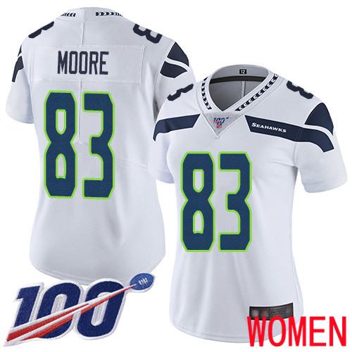 Seattle Seahawks Limited White Women David Moore Road Jersey NFL Football #83 100th Season Vapor Untouchable